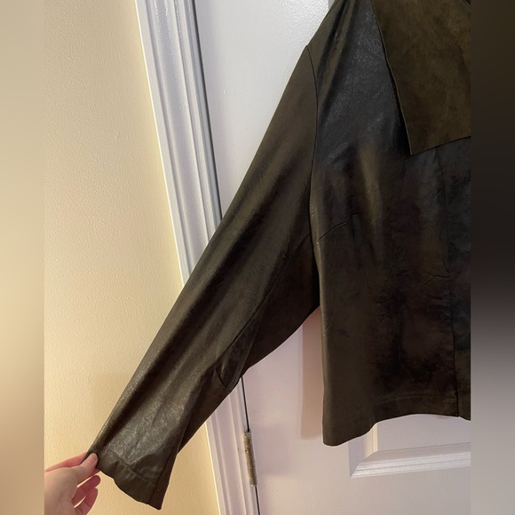 Lane Bryant light weight dark green/brown Moto style jacket size 20 - Picture 4 of 7